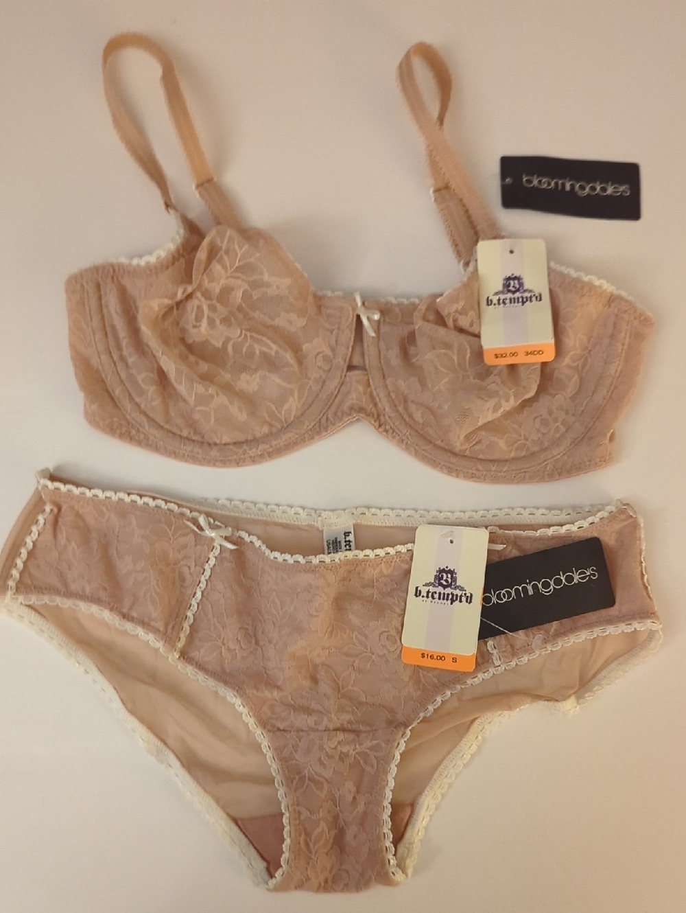 Bloomingdales b.tempt'd Lace Bra & Bikini Set in Blush